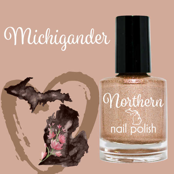 Northern Nail Polish - Michigander: Nail Polish Sparkly Sandy Tan Toxin Free Vegan