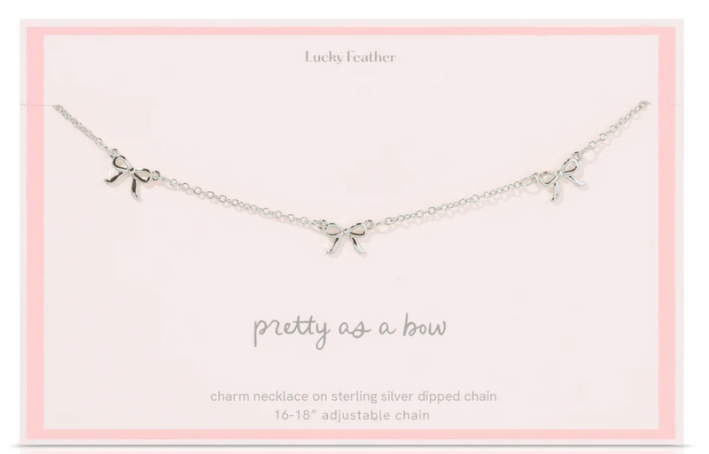 Beautiful Bow Trio Charm Necklace