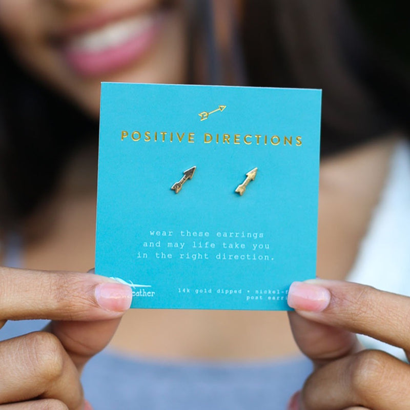 Lucky Feather New Moon Earrings- "Positive Directions"