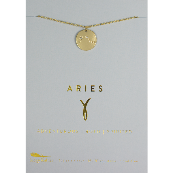 Lucky Feather Zodiac Necklace - Aries