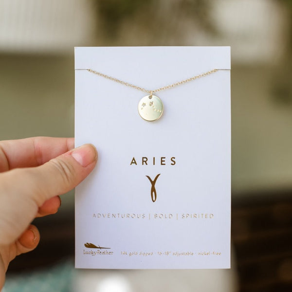 Lucky Feather Zodiac Necklace - Aries