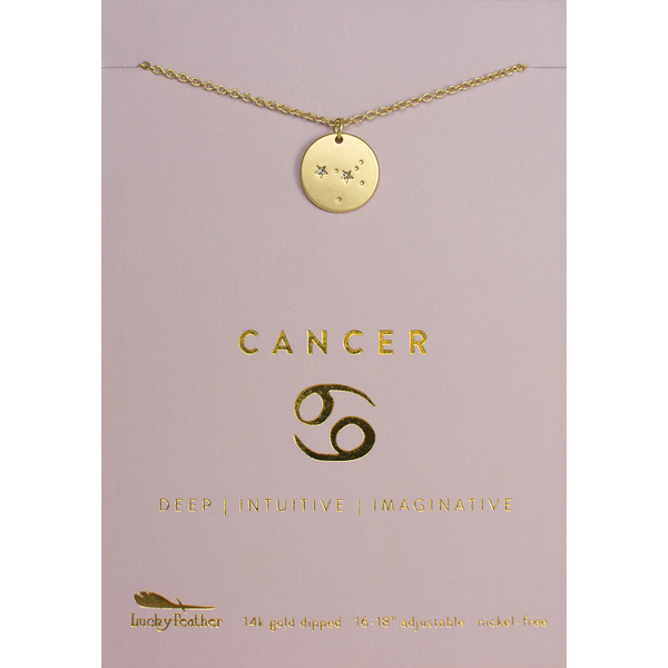 Lucky Feather Zodiac Necklace - Cancer