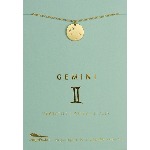 Lucky Feather Zodiac Necklace - Gemini