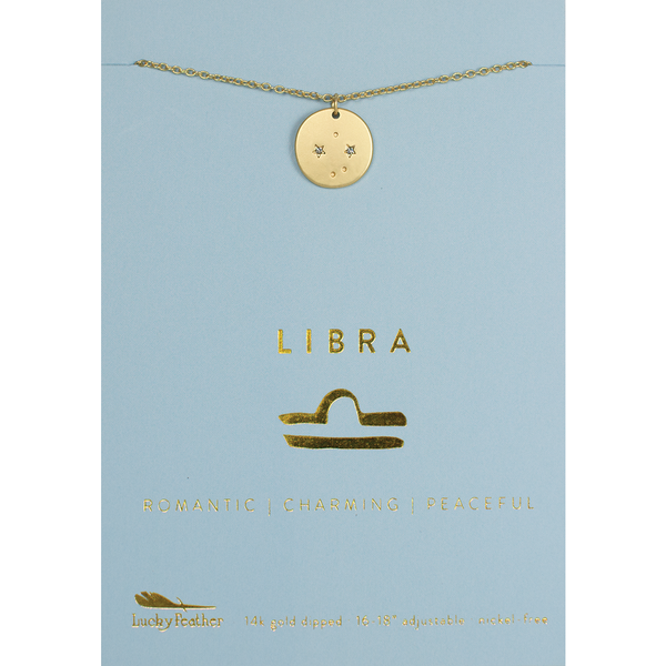 Lucky Feather Zodiac Necklace - Libra