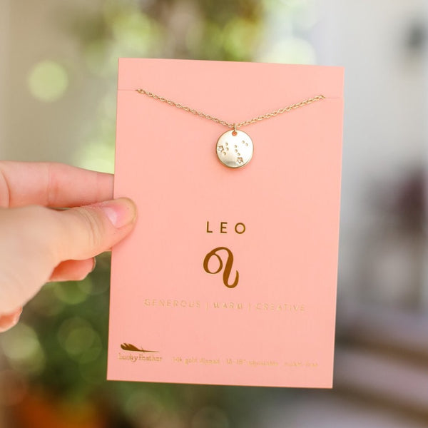 Lucky Feather Zodiac Necklace - Leo